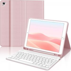 Kal-Clavier Pour Ipad 9.7"" 6ème/5ème Génération 2018/2017, Étui Clavier Pour Ipad Pro 9.7, Air 2/1 Magnétique Amovible Français Azerty Layout, Rosa - Neuf
