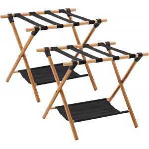 MEVRONISSHOP-Grand Porte Bagages Pliable, Lot de 2 porte-bagages double couche avec 4 sangles, tabouret de valise pour h&ocirc;tel et maison, 64 x 45 x 52 cm - Neuf
