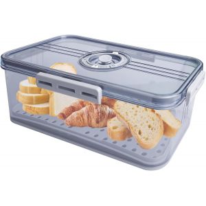 Bo&icirc;te &Agrave; Pain, Bo&icirc;te De Rangement Pour Pain, Mat&eacute;riau Pet De Qualit&eacute; Alimentaire, Minuterie, Antid&eacute;rapante, Avec S&eacute;parateurs Pour Tous Les Types D'ingr&eacute;dients De Cuisine, 32,5 X 17,5 X 11 Cm - Neuf