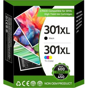 Encre 301Xl Compatible Cartouche Pour Hp 301 Xl Noir Et Couleur Pour Hp Envy 4500 5530 4502 4504 4507 5532 Deskjet 1050 1510 1000 2050 2510 2540 Officejet 2620 2624 (1 Noir, 1 Tri-Couleur) - Neuf