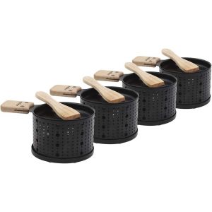 Subzonal-Lumi - Une Raclette &Agrave; La Bougie - Faites Fondre Votre Fromage En 3 Minutes - A Table, Devant La T&eacute;l&eacute; Ou M&ecirc;me En Pique Nique - Spatule Bois Inclues - Sans &Eacute;lectricit&eacute; - Pack De 4 Appareils - Neuf