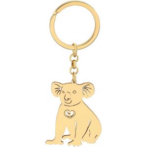 KAL-Porte-Clés Ours Koala D'Australie Acier Inoxydable Koala Cadeaux Pour Femmes Filles Sac À Main Clé De Voiture Charms - Neuf