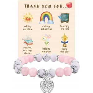 Bracelet De Perles En Pierre Naturelle Pour Femme,Cadeau De Remerciement Pour Enseignant,Cadeau De Rentrée Scolaire - Neuf