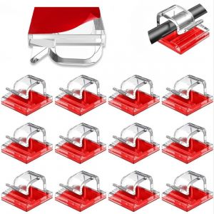 50pcs Clips C&acirc;bles,Attache C&acirc;ble Auto Collant,Cable Adhesif Rangement De C&acirc;ble,Cavalier Cable Electrique,Pour Bureau Maison Chargeur Voiture,Transparent - Neuf