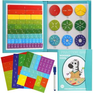 KAL-Planche De Puzzle De Sensibilisation &Agrave; La Fraction, Bandes Magn&eacute;tiques De Fraction Arc-En-Cie, Cercles De Calcul Fractionn&eacute;, Jouet Math&eacute;matiques Montessori, Pi&egrave;ces De Calcul Fractionnaires - Neuf