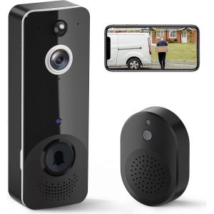 Sonnette vid&eacute;o sans fil Eken avec carillon, d&eacute;tecteur de mouvement, audio bidirectionnel et cam&eacute;ra HD. - Neuf