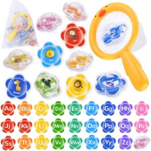 Ulteronixshop-Jouets de Bain, Jouets de Bain avec Filet &agrave; Poissons, Sac de Rangement, 26 pi&egrave;ces Lettres et Motifs Jouets Montessori, Jouets d'eau pour Enfants, Enfants de Plus de 3 Ans - Neuf