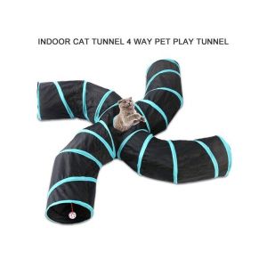 Tunnel Pliable Pour Chat À 4 Voies Avec Papier Froissé Et Jouet En Forme De Balle - Une Aventure De Jeu Amusante Pour Les Chats - Neuf