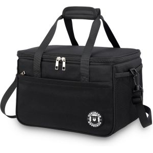 Sac Isotherme Repas 9l, [ Doublure Peva R&eacute;sistante Aux Fuites ] Sac Lunch Box Isotherme &Agrave; Double Poign&eacute;e, Lunch Bag Isotherme Portable Pour Bureau Voyage Pique-Nique (Noir, 16l) - Neuf