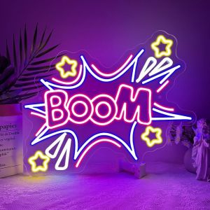 Boom Enseigne Lumineuse,&Eacute;toile Anime Neon Led Mural Pour Bar Club Party Chambre &Agrave; Coucher Pub F&ecirc;te Salle De Jeux,Boom Eclairage Led Cadeau Color&eacute; Pour Teen Madame Monsieur Usb Powered (12,4""&times;16,7"") - Neuf