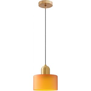 Subzonal-Mini Suspension Luminaire En Verre Avec Raccords Dor&eacute;s & Cordon R&eacute;glable 200cm, Moderne E27 Lampe Suspendue De Plafond Pour Cuisine, Salle &Agrave; Manger, Chambre & Caf&eacute; (Orange Mat, 15cm) - Neuf