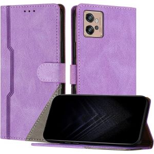 Kal-Étui Pour Motorola Moto G32, Housse En Cuir Pu Avec [Protection Antichoc Tpu] [Fonction Support] [Porte-Cartes ] Antichoc Magnétique Coque Pour Moto G32 - Violet - Neuf