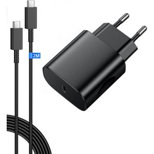 JGD-25W Chargeur USB C,Chargeur Rapide Samsung avec 2M C&acirc;bles,Charge Rapide pour Samsung Galaxy S25/S24/S23/S22/S21 Ultra/S20/S20+/Note 20/10/9/8/A73/A53/A52/S10/S9,UBS C Secteur Mural Alimentation P - Neuf