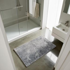 KAL-Tapis De Bain Faith - Tapis Rectangulaire 45 X 75 Cm - Doux Et Moelleux Sous Les Pieds - Poils Moyens - Séchage Rapide Et Résistant À L'Eau - Antidérapant - Lavable En Machine - Gris - Neuf
