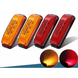 Lot De 4 Feux De Gabarit Latéraux Avant Et Arrière À 3 Led De 9,9 Cm Pour Camion Et Remorque - Neuf