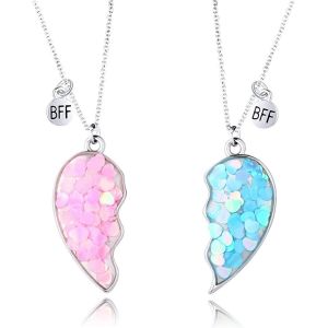 Kal-2 Pièces Collier D'amitié Licorne, Meilleur Ami Licorne Coeur Collier, Collier Amitié Fille, Collier Licorne Pendentif Coeur Licorne, Licorne Coeur Pendentif Collier, Colier D Amitier Pour 2 - Neuf