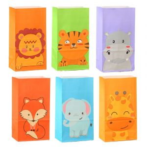 6pcs Animal Party Favor Sacs Enfants F&ecirc;te D'anniversaire Cadeau De Sacs En Papier De Bonbons Sacs &Agrave; Collation Petit Zoo Soir&eacute;e &Agrave; Th&egrave;me Sacs D'emballage De Cadeaux De Douche De B&eacute;b&eacute; Faveur Des Fournitures - Neuf