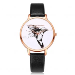 Lvpai Mode Femmes M&eacute;tal Quartz Mouvement Montre-Bracelet Pu Bracelet De Montre Accessoire (Noir) - Neuf
