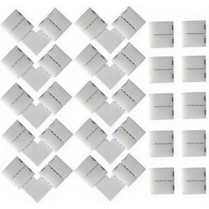 Kalanka-Lot De 20 Connecteurs Pour Bande Lumineuse En Forme De L &Agrave; 4 Broches, Connecteur Sans Espace Pour Bande Led &Agrave; 4 Broches Pour Bande Led Smd 5050 Multicolore Non &Eacute;tanche De 10 Mm - Neuf