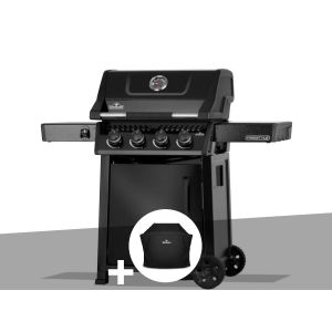 Barbecue gaz Freestyle 425 noir 4 br&ucirc;leurs avec porte et br&ucirc;leurs inox + Housse de protection - Napol&eacute;on - Neuf