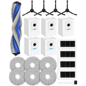 Lot De 21 Pièces De Rechange Compatibles Avec Aspirateur Ecovacs Deebot X5 Pro, X5 Omni, 1 Brosse Principale, 4 Brosses Latérales, 5 Sacs À Poussière, 4 Filtres Hepa, 6 Tampons De [SSE7110195] - Neuf