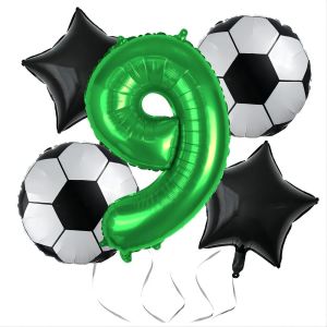 ChicSlick-Anniversaire Football Kit, 6 Ans Décoration Anniversaire Football Garcon Noir Et Vert, Ballons De Baudruche De Football, Décoration De Fête De Anniversaire Foot Pour Enfants De 6/7[X2162] - Neuf