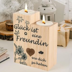 KALANKA-Cadeau pour petite amie, bougeoir en bois, idée cadeau pour petite amie, anniversaire, Noël, remerciement, Saint-Valentin, meilleure amie, femme, cadeau personnalisé - Neuf