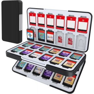 Eryi-Étui Pour Cartes De Jeu Pour Nintendo Switch 2 / Switch Oled, Mallette De Voyage Portable Noire Avec 48 Emplacements Pour Carte De Jeu Et 24 Emplacements Pour Carte Micro Sd - Neuf