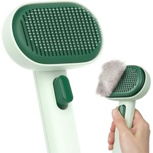 Kalanka-Aumuca Brosse Pour Chat À Poils Longs Ou Courts - Brosse À Poils De Chat Pour La Perte De Poils - Peigne Pour Animaux De Compagnie - Pour Enlever Les Poils Morts Et Masser - Vert Forêt - Neuf