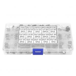 270pcs 15 valeurs condensateur électrolytique assorti kit 0.1uF 50V - 470uF 16V - Neuf