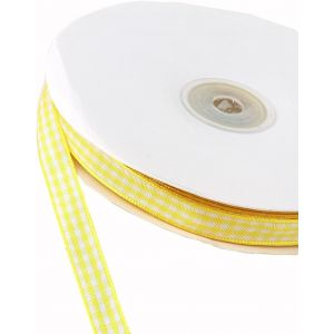 KAL-Ruban À Carreaux - 45 M - Pour Noël, Mariage, Saint-Valentin, Baptême, Anniversaire, Fête, Emballage Cadeau, 10 Mm - Jaune - Neuf