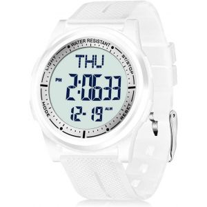 Khkui-Montre Digitale Étanche Hommes Femmes Avec Chronomètre Compte À Rebours Alarme Format 12/24 Heures, Montre Sport Ultra-Léger Avec Affichage Grand Angle - Neuf