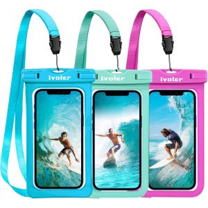 KALANKA-[Pack de 3 Pochette Étanche Téléphone [Certifiée IPX8] Etui/Housse/Coque Étanche Smartphones Universel Sac Protection pour iPhone, Samsung, Huawei, Jusqu'à 6,8 Pouce (Bleu/Vert/Rose) - Neuf