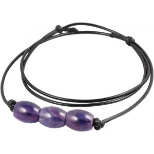 Kal-Protection Chakra Collier En Pierre De Cristal Naturelle, Collier En Perle D'energie Ovale Avec Cordon Réglable Ciré Pour Femme Et Homme, 9.4""-15.3 - Neuf