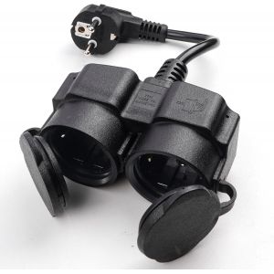 Extension Cable Schuko 2 Prises Avec Housse Imperm&eacute;able AC 110-250V Prise Double Exterieure Etanche Puissance MAX 3500W 16A Fiche Double Pour Prise IP44 Pour Maison, Bureau, l&iquest;ext&eacute;rieur, Etc - Neuf