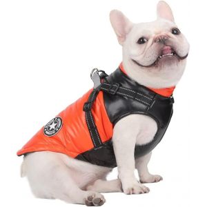 Chien Chat Manteaux Vestes Chiens Sous-Ventre Harnais Attach&eacute; Chaud Gilet Hiver R&eacute;fl&eacute;chissant Coton Tenue V&ecirc;tements S&eacute;curit&eacute; Imperm&eacute;able Animaux Pour Petits Moyens Grands Chiens (L, Orange) - Neuf