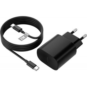 Thef-25w Chargeur Usb C Avec Câble 2m Pour Samsung Galaxy S25/S24+/S23/S22/S21 Ultra/S20/S10/A54/A53/A52,Chargeur Usb C Rapide Pour Samsung Chargeur Prise Usb C Charge Rapide Adaptateur Chargeur Type - Neuf