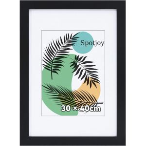 FCHHK-Cadre photo 30 x 40 cm - Avec passe-partout - Cadre en bois MDF solide - Avec verre acrylique - Noir - Neuf