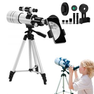 T&eacute;lescope astronomique portable avec tr&eacute;pied pour enfants et d&eacute;butants, ouverture de 70 mm, grossissement de 150x - Neuf