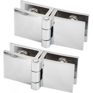 Lot de 2 charni&egrave;res r&eacute;glables pour porte en verre de 5 &agrave; 8 mm d'&eacute;paisseur (180 degr&eacute;s) - Neuf