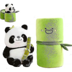 Panda en peluche, 9,8 cm, ours en peluche tenant du bambou, adorable panda en peluche en bambou, cadeau pour enfants et filles - Neuf