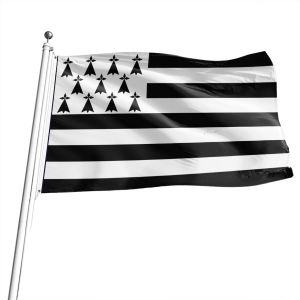 Mevronisshop-Drapeau De La Bretagne 150 X 90 Cm Avec 2 ?Illets M&eacute;talliques Grand Drapeau National Breton Flag Fanion Tissue Parfait Pour Les Festivals, Manif, Decoration Ext&eacute;rieur Du Jardin - Neuf