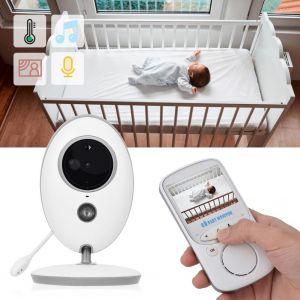 Babyphone Video Sans Fil 2,4 Pouces 24h/24, Interphone, Vision Nocturne, Berceuses (Prise Americaine) - Neuf