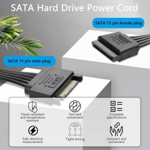 SATA câble d'alimentation pour disque dur SATA câble d'extension d'alimentation mâle et femelle à 15 broches pour disque dur HDD (24,02 "") (61CM) - Neuf