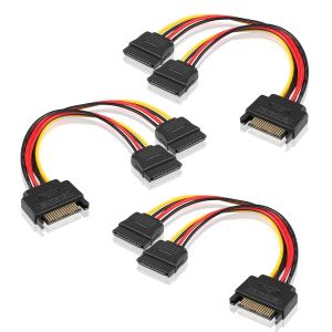 Lot De 3 Adaptateurs D'Alimentation Sata Mâle Vers 2 X Sata Femelle Y Câble Répartiteur Sata Pour Disque Dur, Disque Dur, Ssd, 15 Cm[Z2556] - Neuf