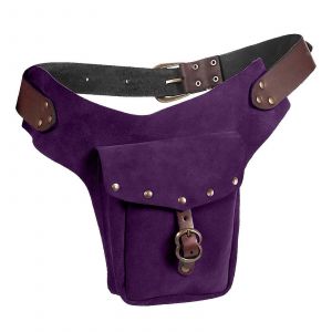 Vintage M&eacute;di&eacute;vale Ceinture en Cuir Sac Violet - Petit Sac &agrave; main pour le Sport de l'&Eacute;quitation, de Grande Taille, Durable, Mat&eacute;riel de Cuir - Neuf