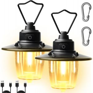 2 Pack Led Camping Lights Rechargeable Portable 3 Lighting Modes Stepless Dimmable 2800mah Ipx4 Waterproof Usb Rechargeable Camping Lights For Camping Fishing Power Outage - Neuf