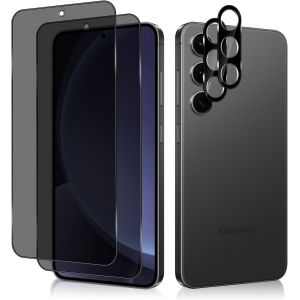 LORANKA-[2 + 2 Pi&egrave;ces Anti-Espion Verre Tremp&eacute; + Cam&eacute;ra Arri&egrave;re Protecteur Compatible avec Samsung Galaxy S25+ (S25 Plus) 5G, 9H Duret&eacute; Anti-Peeping Protection D'&eacute;cran pour Samsung Galaxy S25+ 5G - Neuf