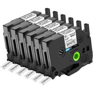 6x Compatible avec Brother Ruban TZe-231 Laminated 12mm 0.47 Noir sur Blanc Recharge TZE Ruban pour Etiqueteuse Brother P-touch H110 H107B 1000 PT-H200 H100LB PT-1005 1280 - Neuf