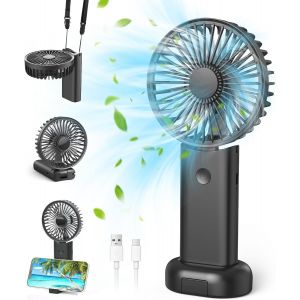 KALANKA-Ventilateur Portable, Portatif Electrique Fan de Bureau À Pile Ventilateur Silencieux Chambre 5 en 1 Ventilateur Voiture 3 Vitesses pour Voyages, Maquillage,Camping,Bureau À Domicile, Extérie - Neuf